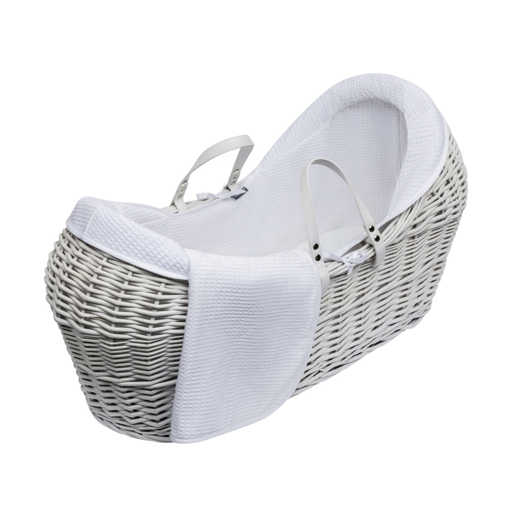 White Waffle Pod Moses Basket Bedding Set Kinder Valley