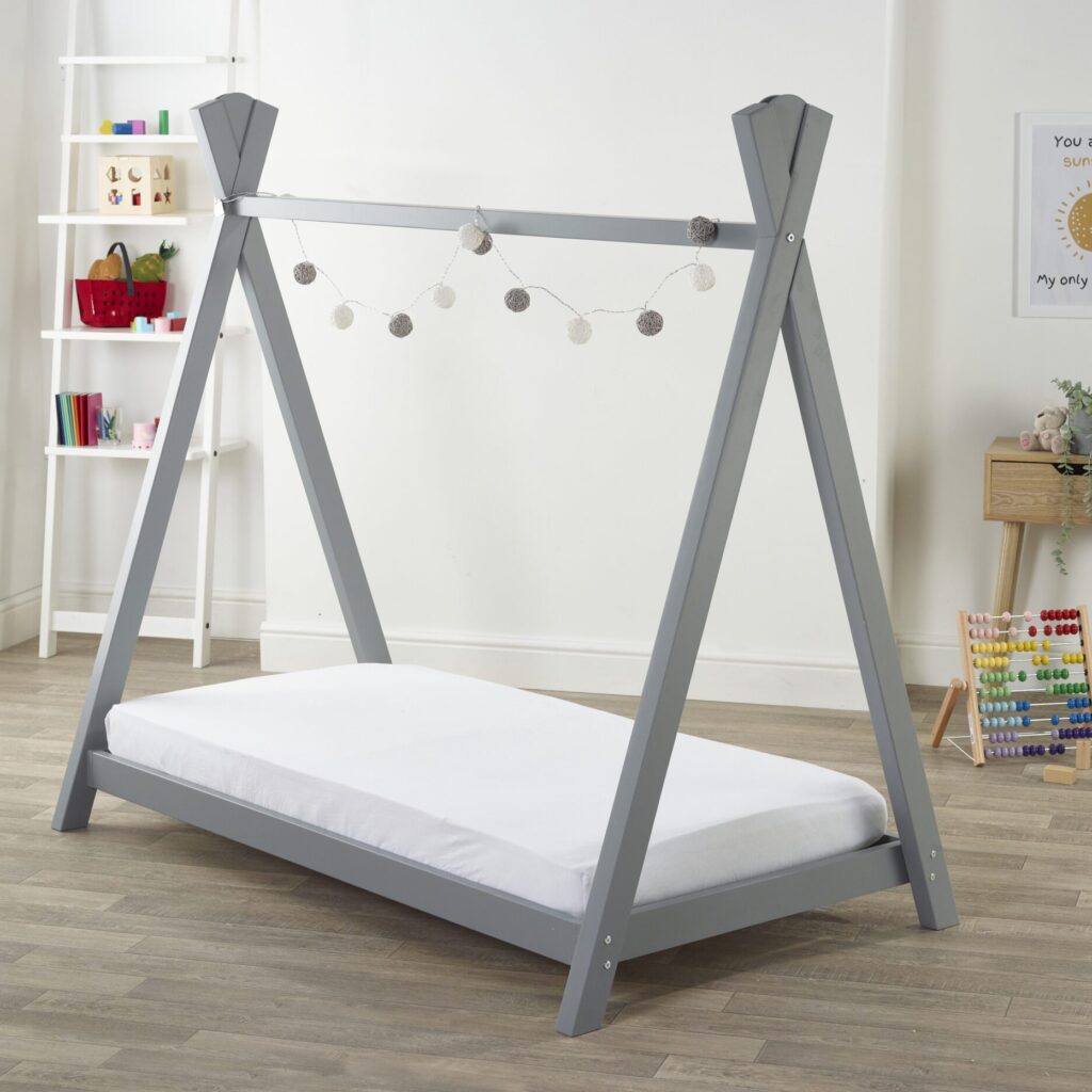 Teepee Toddler Bed Grey with Spring Mattress Kinder Valley