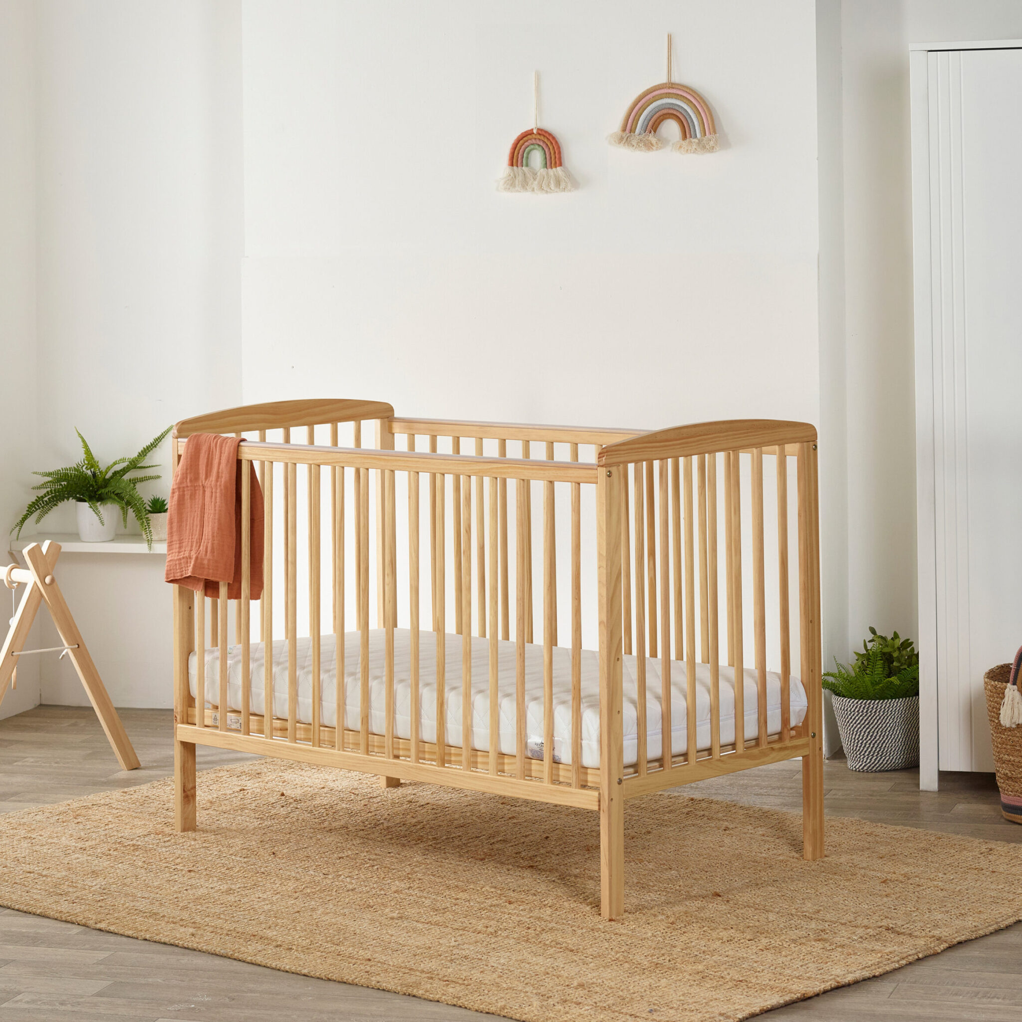 Syndey Cot Natural and KF Cot Mattress Kinder Valley